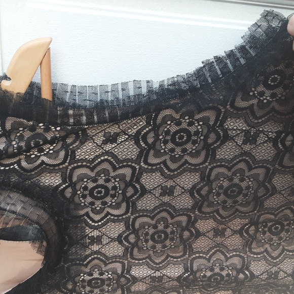 Max Studio Black Lace Shift Sheath Dress Tunic, beige lining, one size fits many - Picture 6 of 13